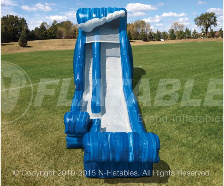 Blue Wild Wave Junior inflatable slide with a white wave-shaped crest