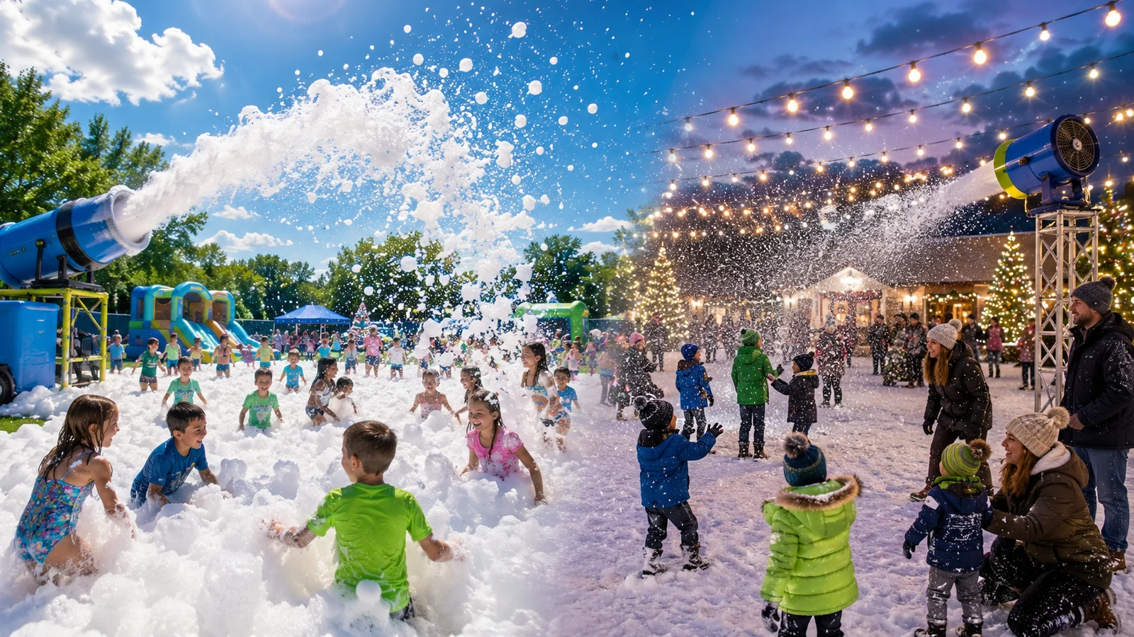 Foam Party Rentals Omaha concept with summer foam and artificial snow events